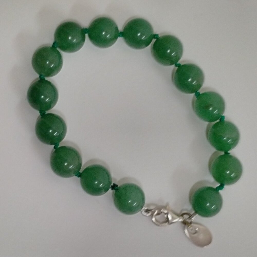Bead Bracelet Green Semi-Precious & Sterling Silver